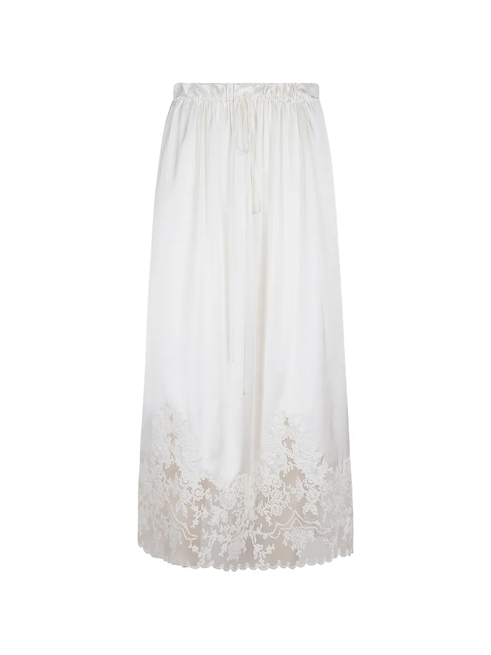 Ermanno Scervino lace-trim drawstring midi skirt - Bianco