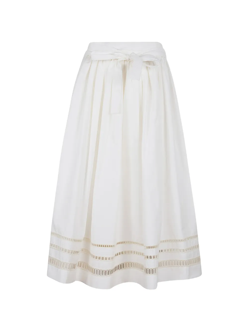 Ermanno Scervino lace-trim tie-waist midi skirt - Bianco