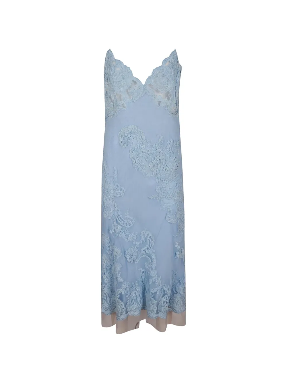 Ermanno Scervino Lace-panelled Slip Dress In Blue