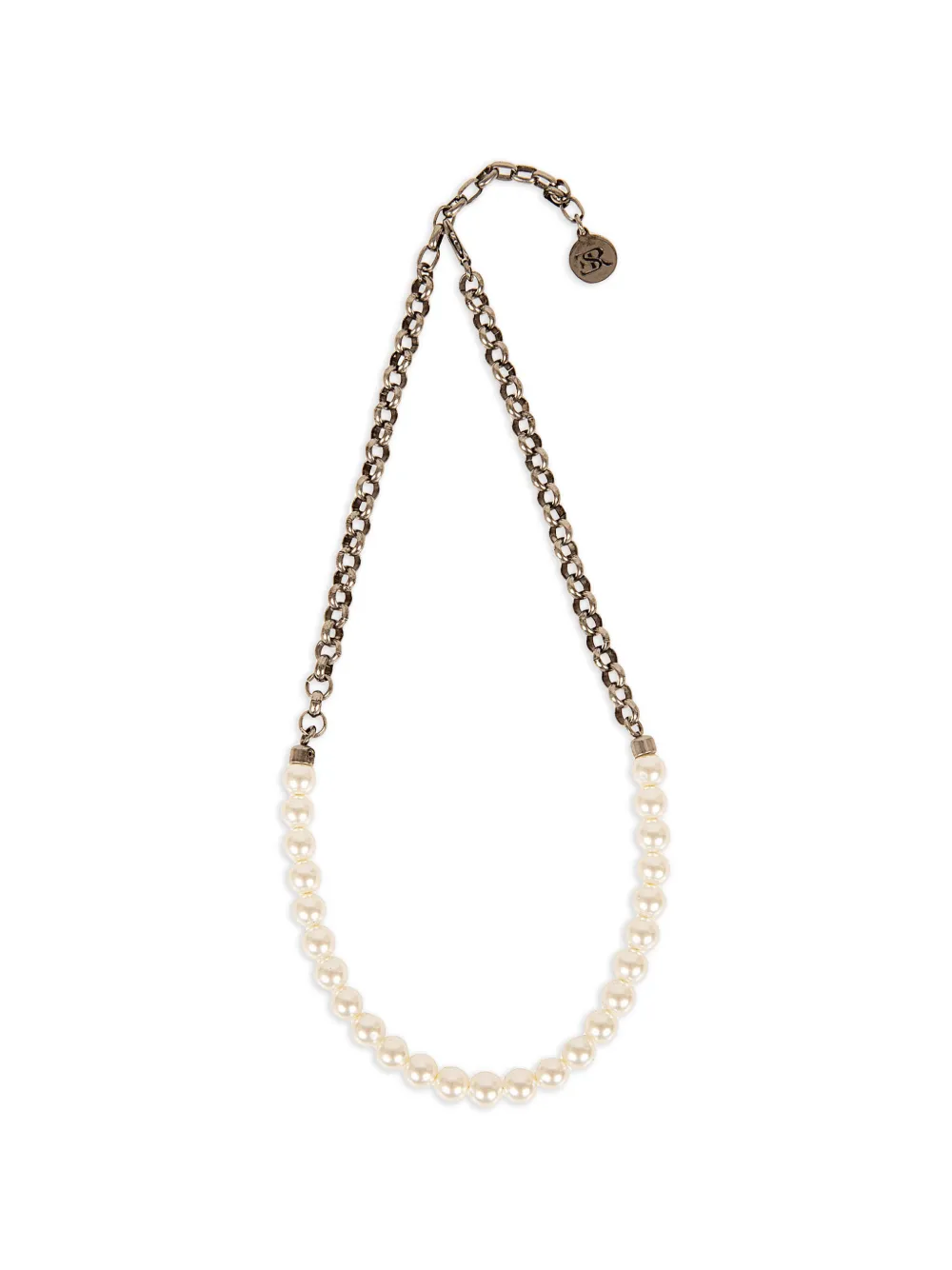 Ermanno Scervino faux pearl-embellished chain-link necklace - Argento