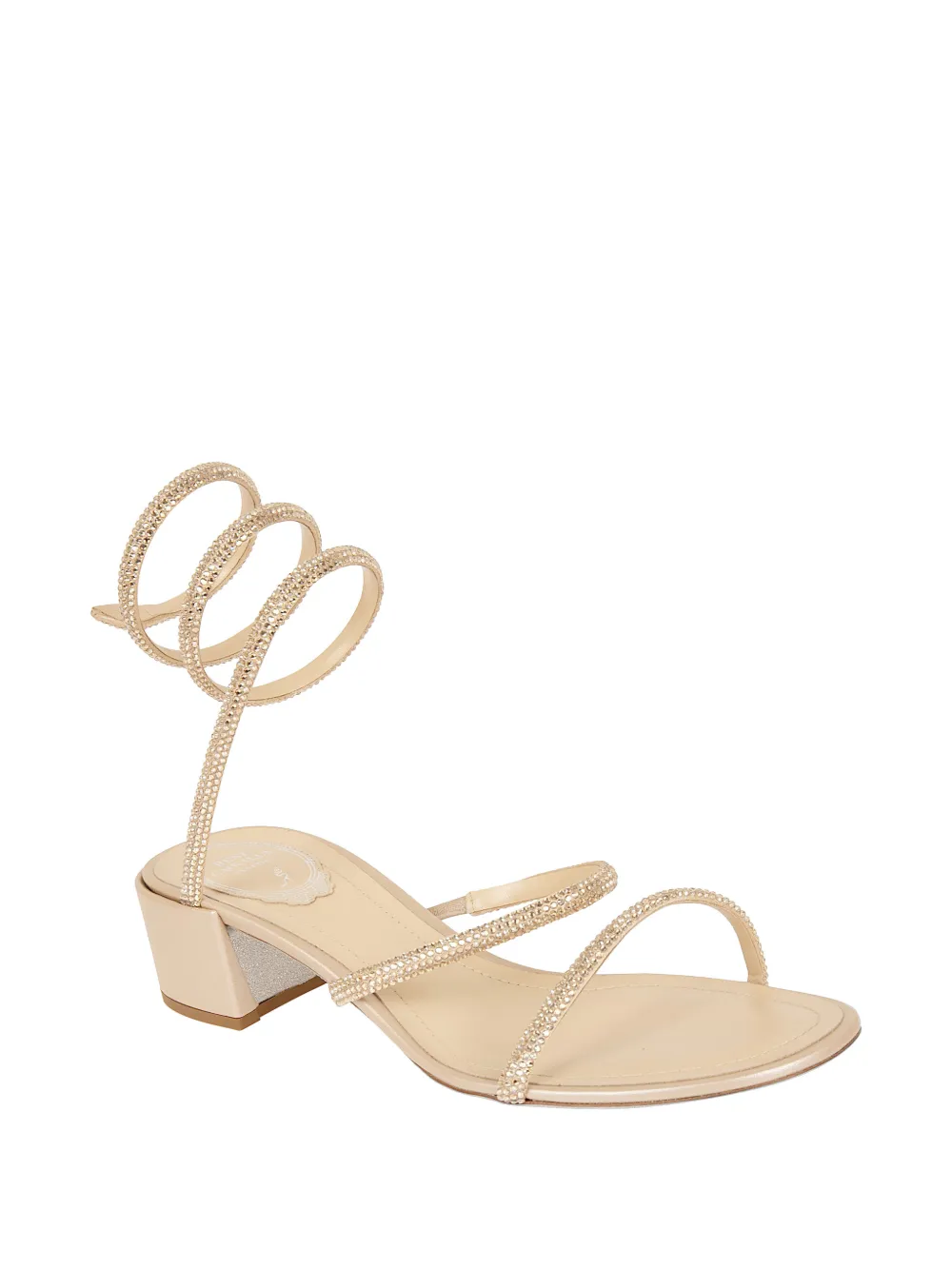 René Caovilla Cleo crystal-embellished sandals Beige