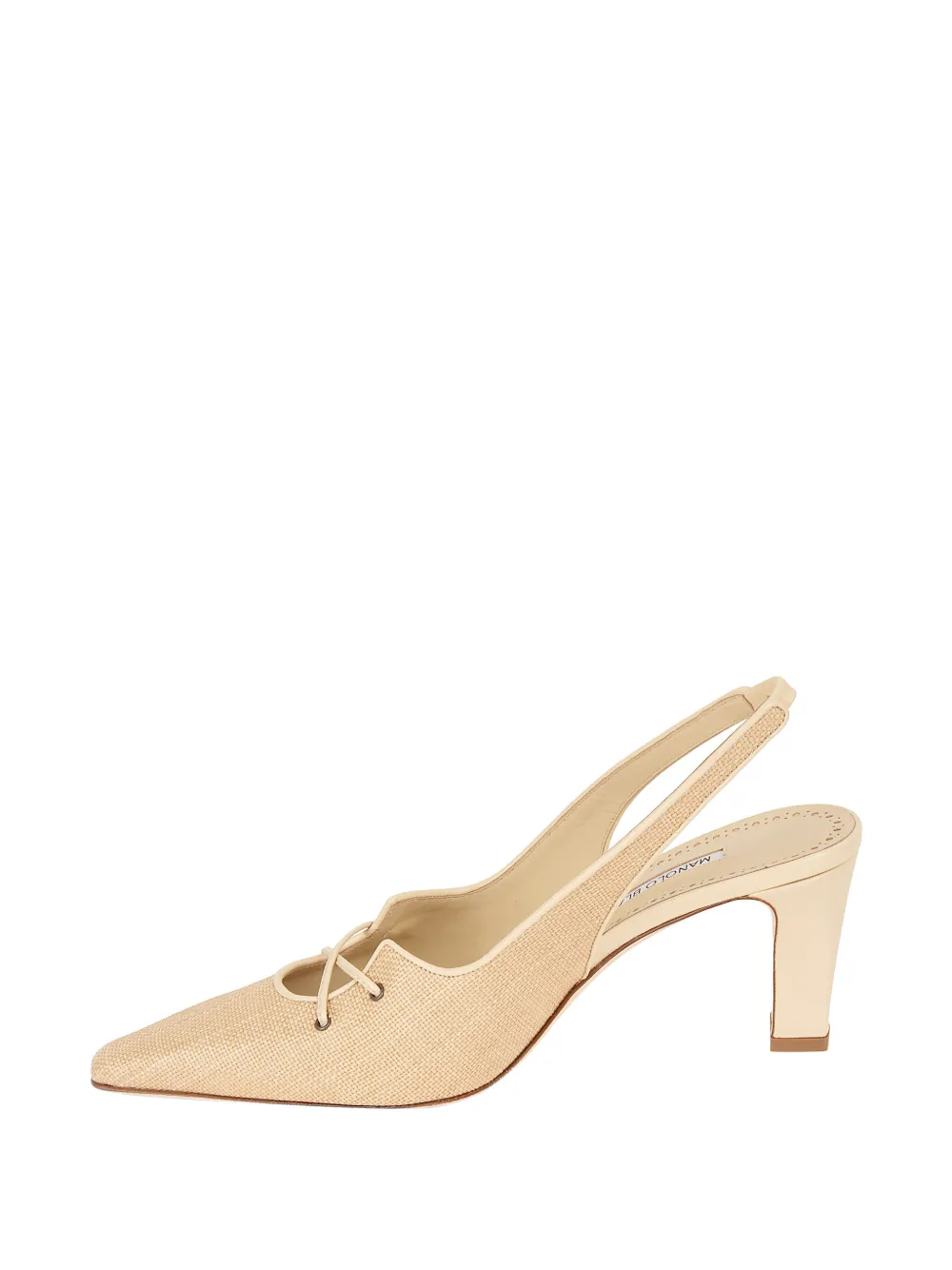 Manolo Blahnik raffia lace-up pumps Beige