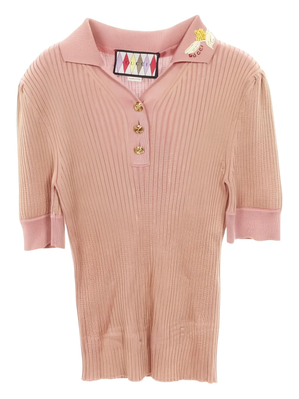 Gucci Pre-Owned 2010s bead-embellished knitted polo shirt - Rosa