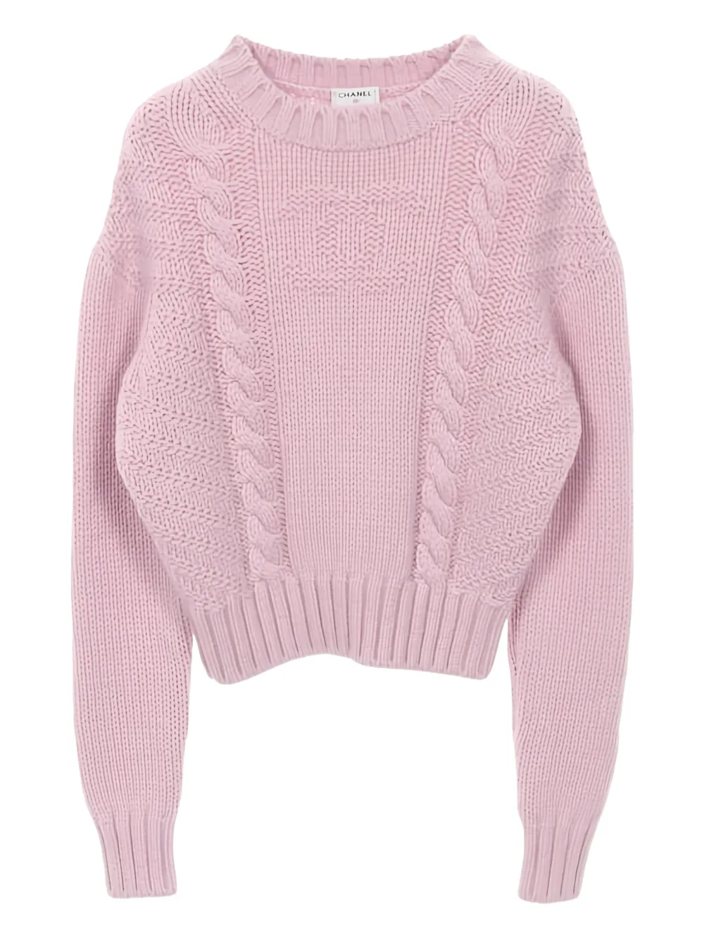 CHANEL Pre-Owned 1986-1988 cable-knit crew-neck sweater - Rosa