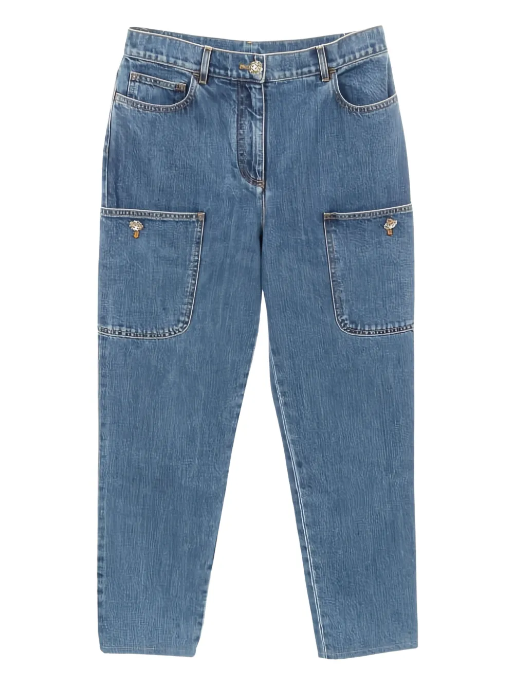 CHANEL Pre-Owned 1986-1988 button-embellished jeans - Blu