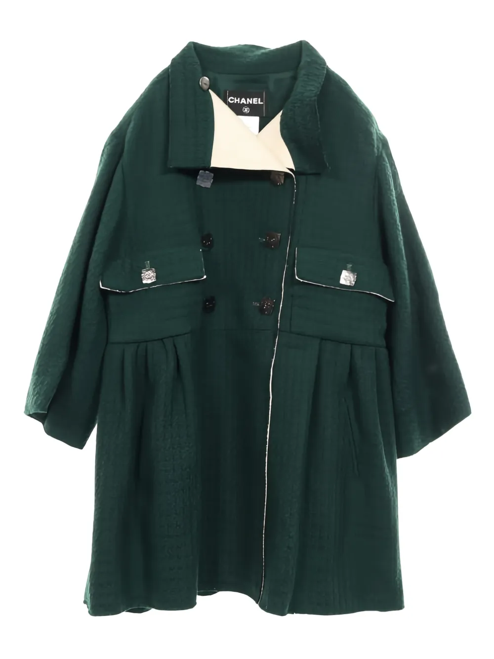 CHANEL Pre-Owned Coco Mark wool coat - Green