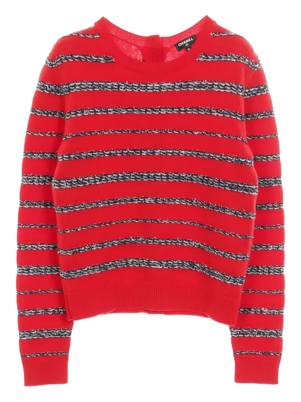 CHANEL Pre-Owned 1986-1988 ストライプ カーディガン | レッド 