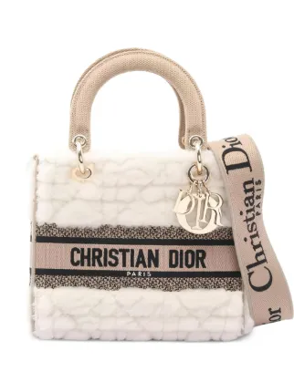 Christian Dior Pre-Owned 2010s Medium Lady D-Lite Handbag | White