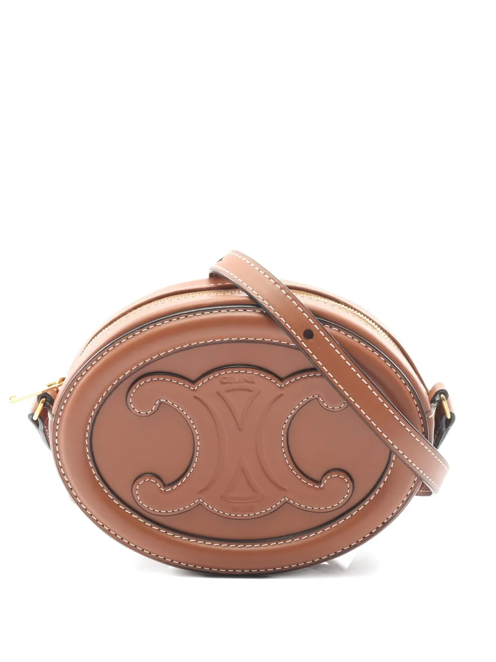 Celine Pre-Owned 2010s Oval Perth Cuill Triomphe cross body bag - Marrone