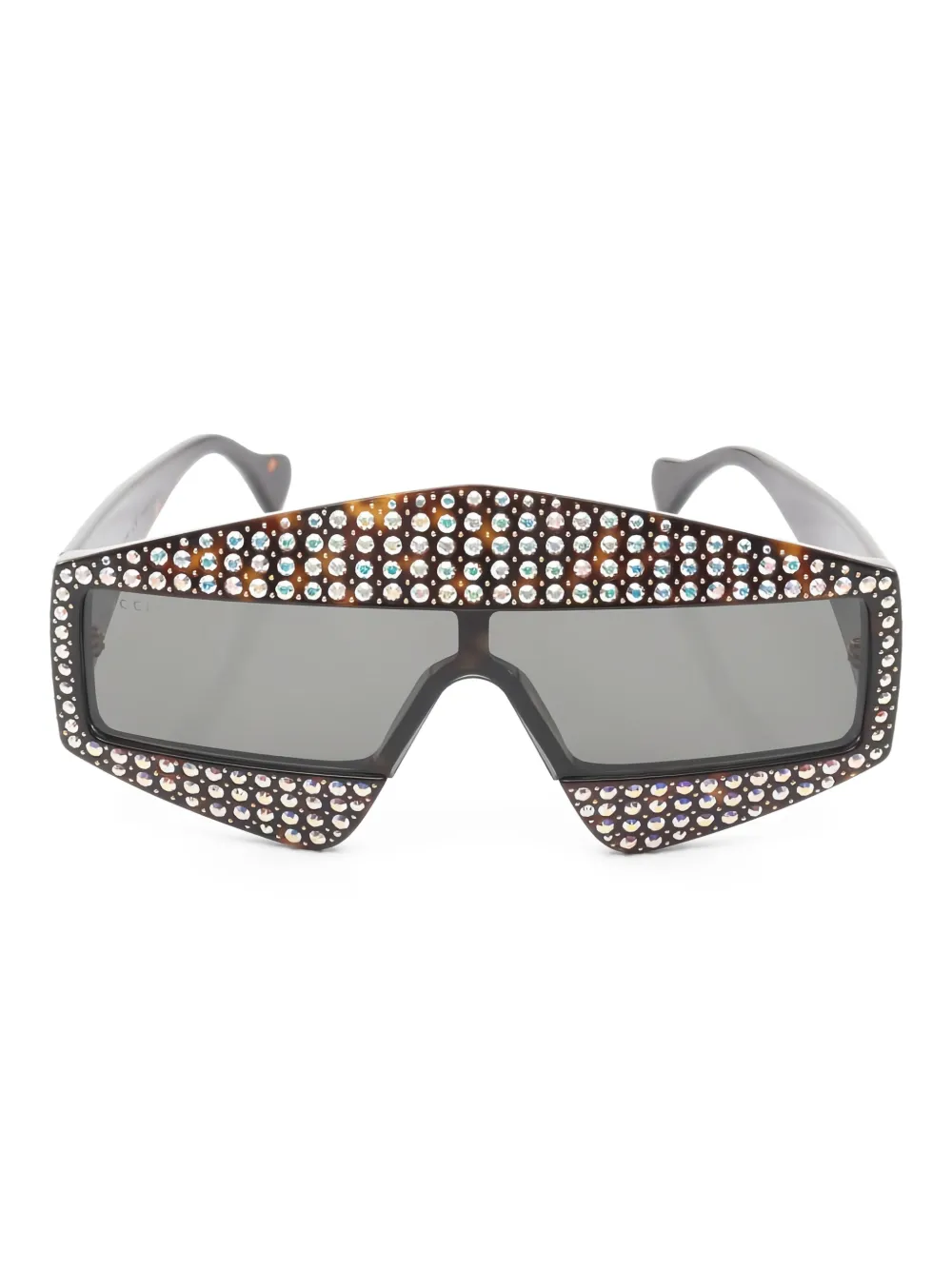 Gucci Pre-Owned rhinestone rectangular sunglasses - Marrone