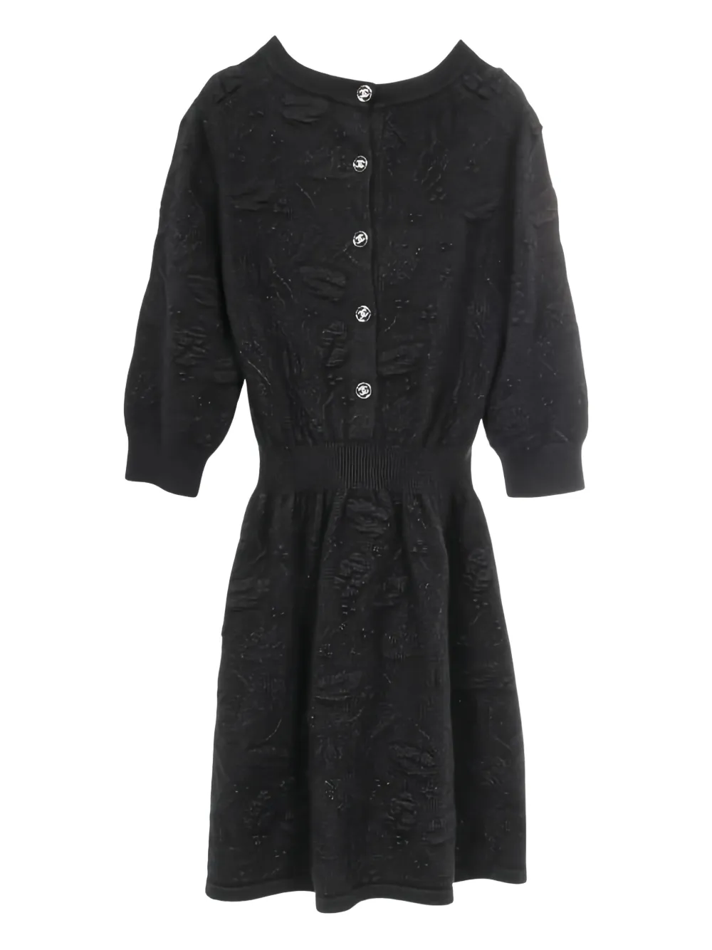 CHANEL Pre-Owned 1986-1988 Coco Mark button mini dress - Zwart