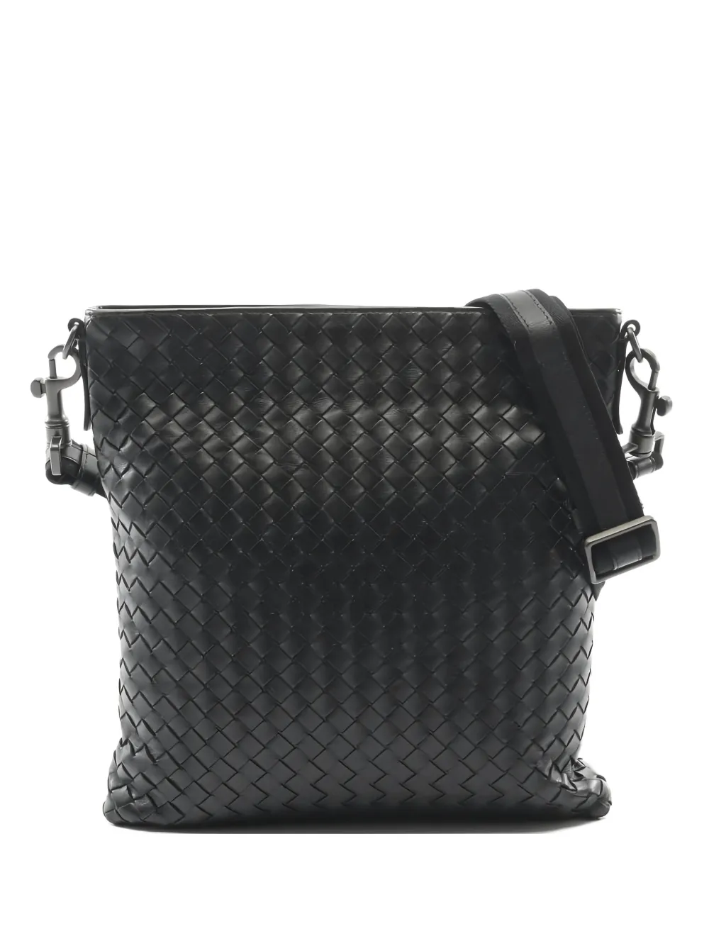 Bottega Veneta Pre-Owned 2010s small intrecciato leather messenger bag - Nero