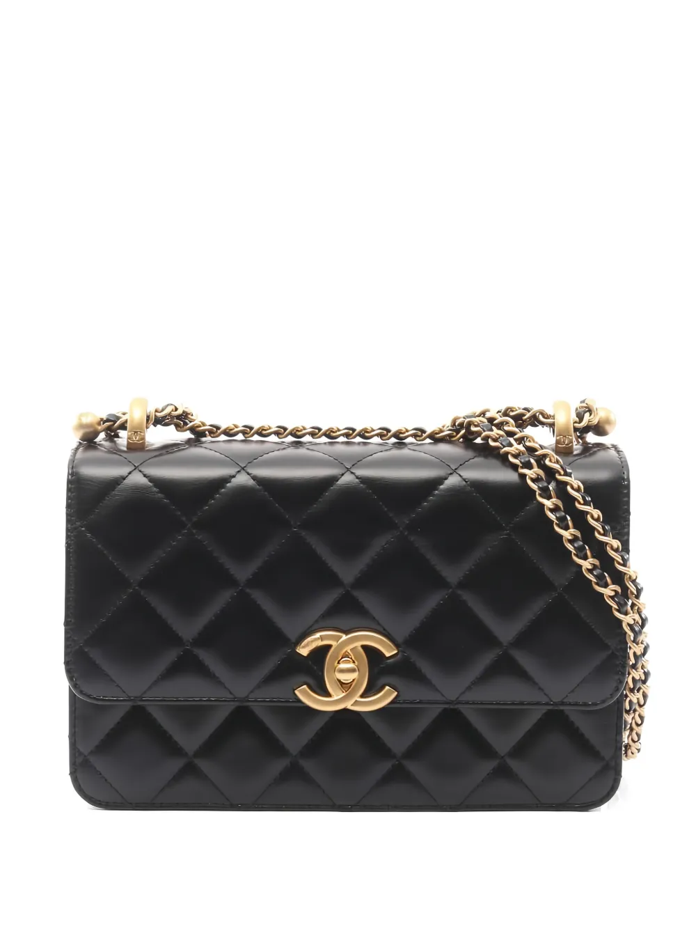CHANEL Pre-Owned 2021s diamond-quilted lambskin shoulder bag - Nero
