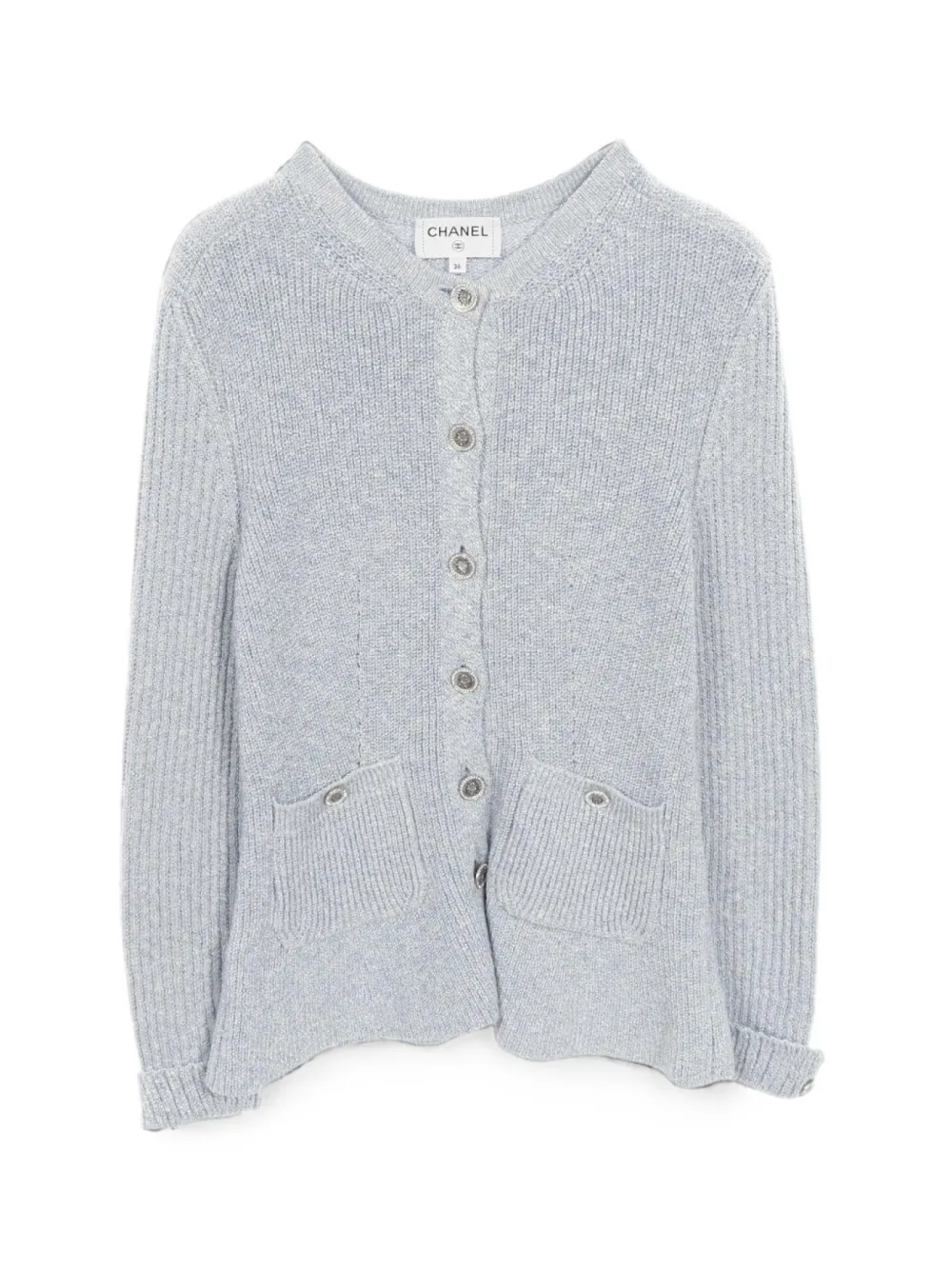 CHANEL Pre-Owned ribbed buttoned cardigan - Grey