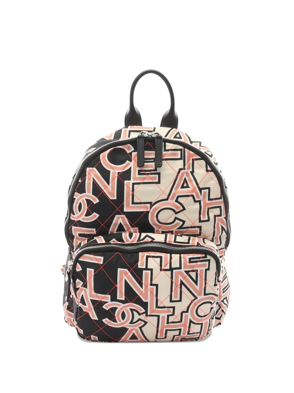 CHANEL Pre-Owned 2019 logo-pattern quilted backpack - Toni neutri