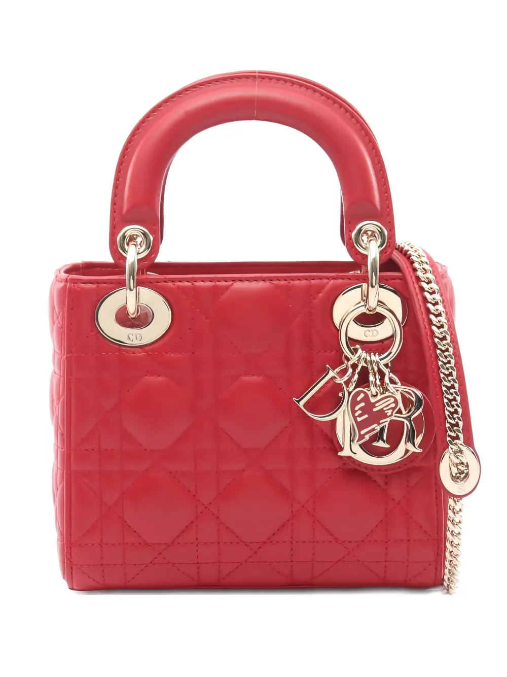 Christian Dior Pre-Owned 2010s mini Lady Dior canage leather tote bag - Rosso