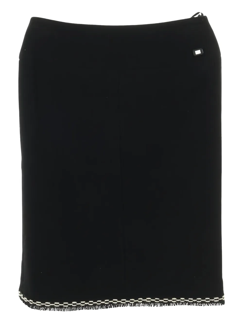 CHANEL Pre-Owned 1986-1988 tweed fringed midi skirt - Zwart