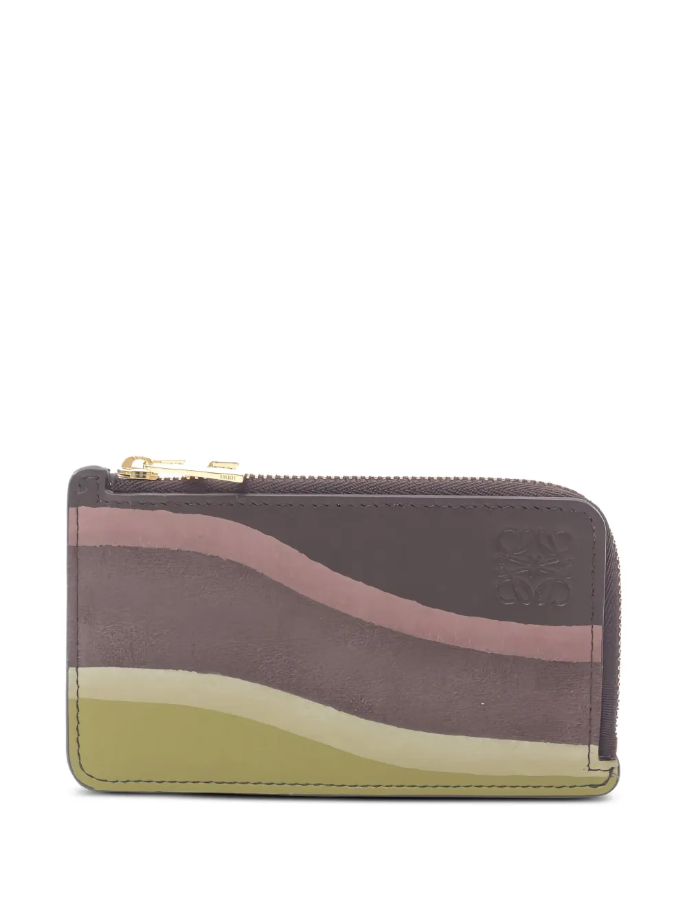 Pre-owned Loewe 2020s Wave-pattern Leather Wallet In Brown