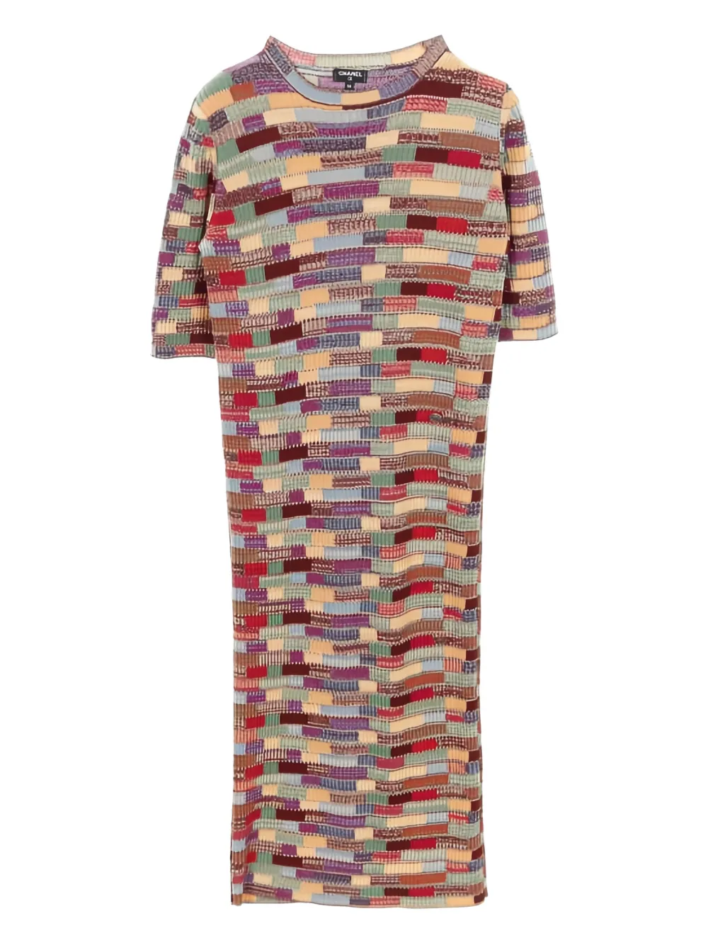 CHANEL Pre-Owned 1986-1988 geometric-pattern knitted dress - Nude