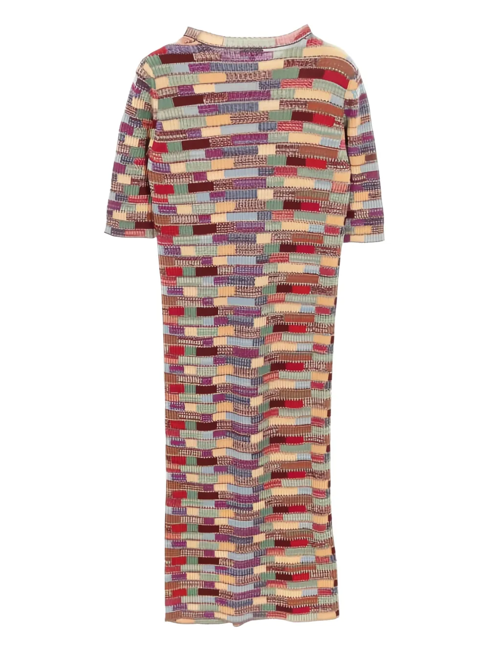 CHANEL Pre-Owned 1986-1988 geometric-pattern knitted dress - Beige
