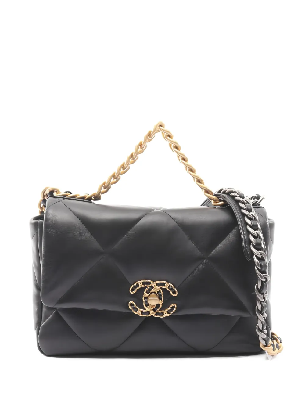CHANEL Pre-Owned 2021 19 Flap matelasse-quilted shoulder bag - Nero