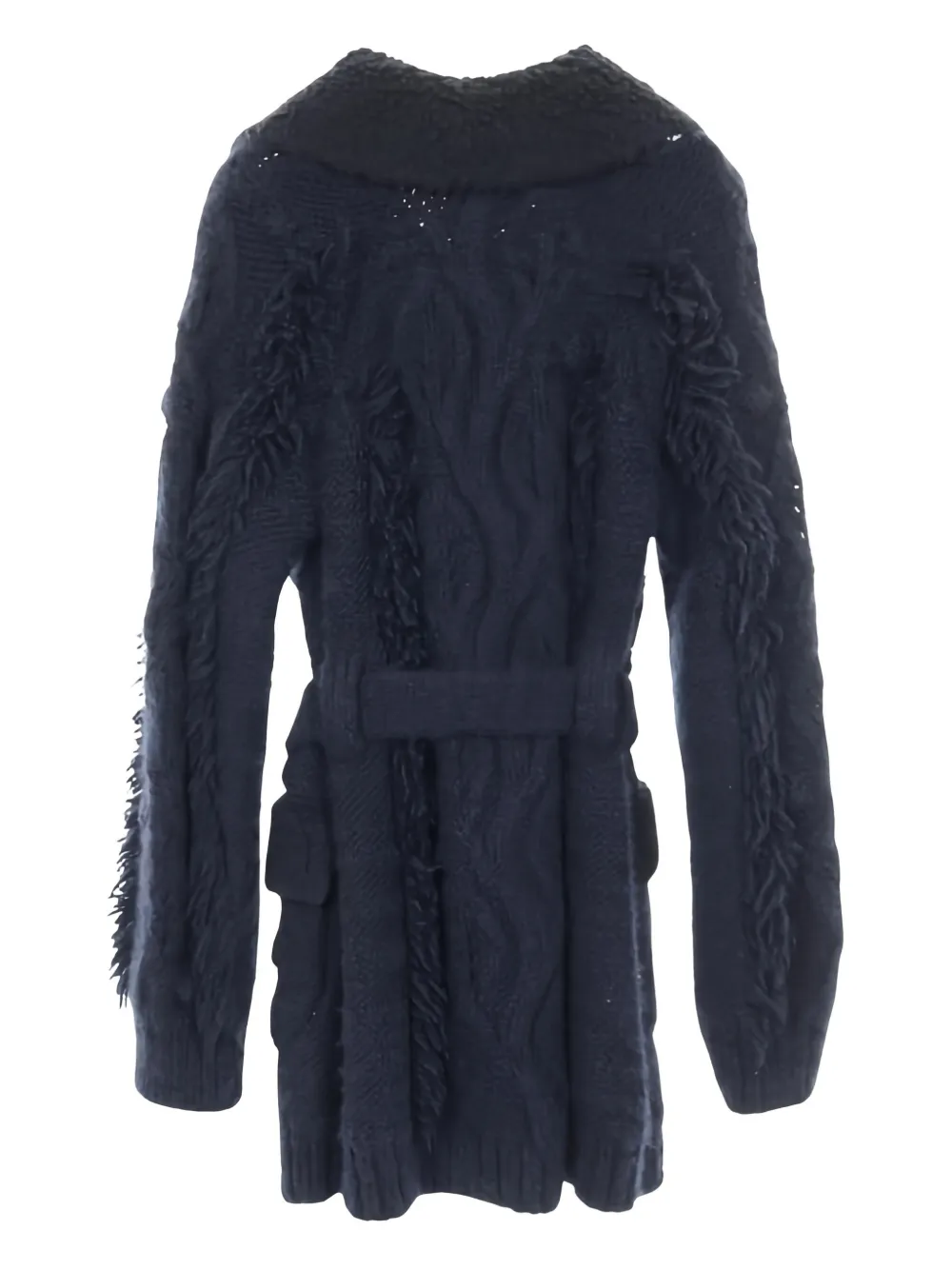 CHANEL Pre-Owned fringed knitted coat - Blauw