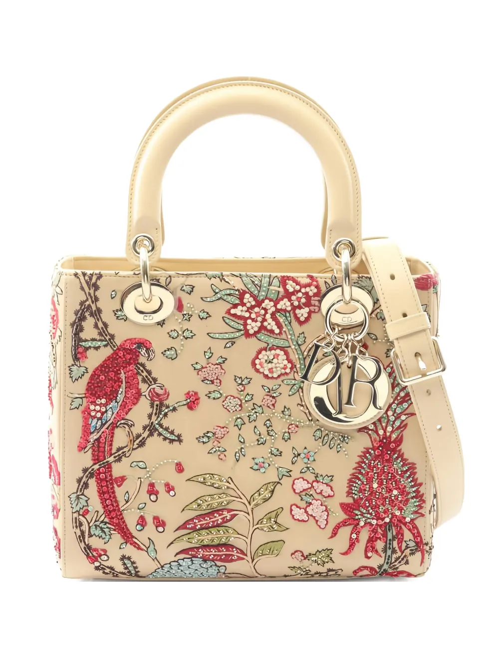 Christian Dior Pre-Owned 2010s Lady Dior detail-embroidered tote bag - Toni neutri