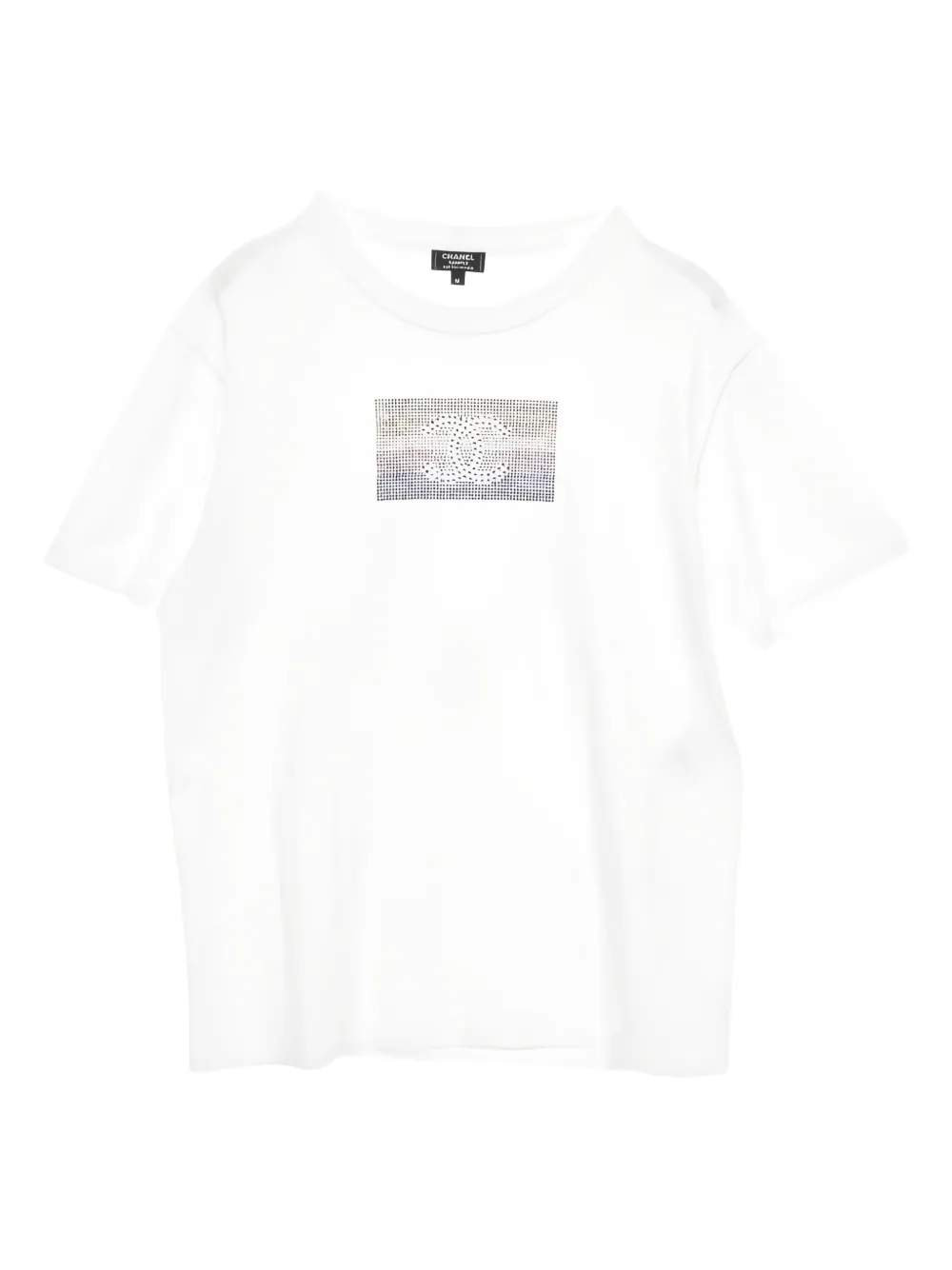 CHANEL Pre-Owned 1986-1988 crew-neck rhinestone-embellished T-shirt - Weiß