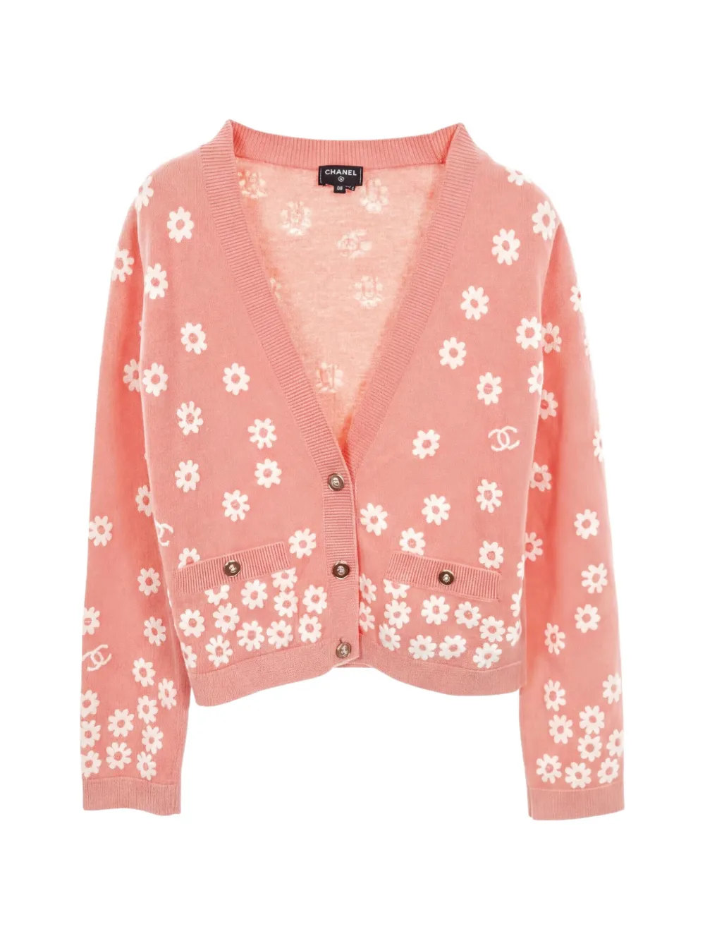 CHANEL Pre-Owned 1986-1988 v-neck cardigan - Pink