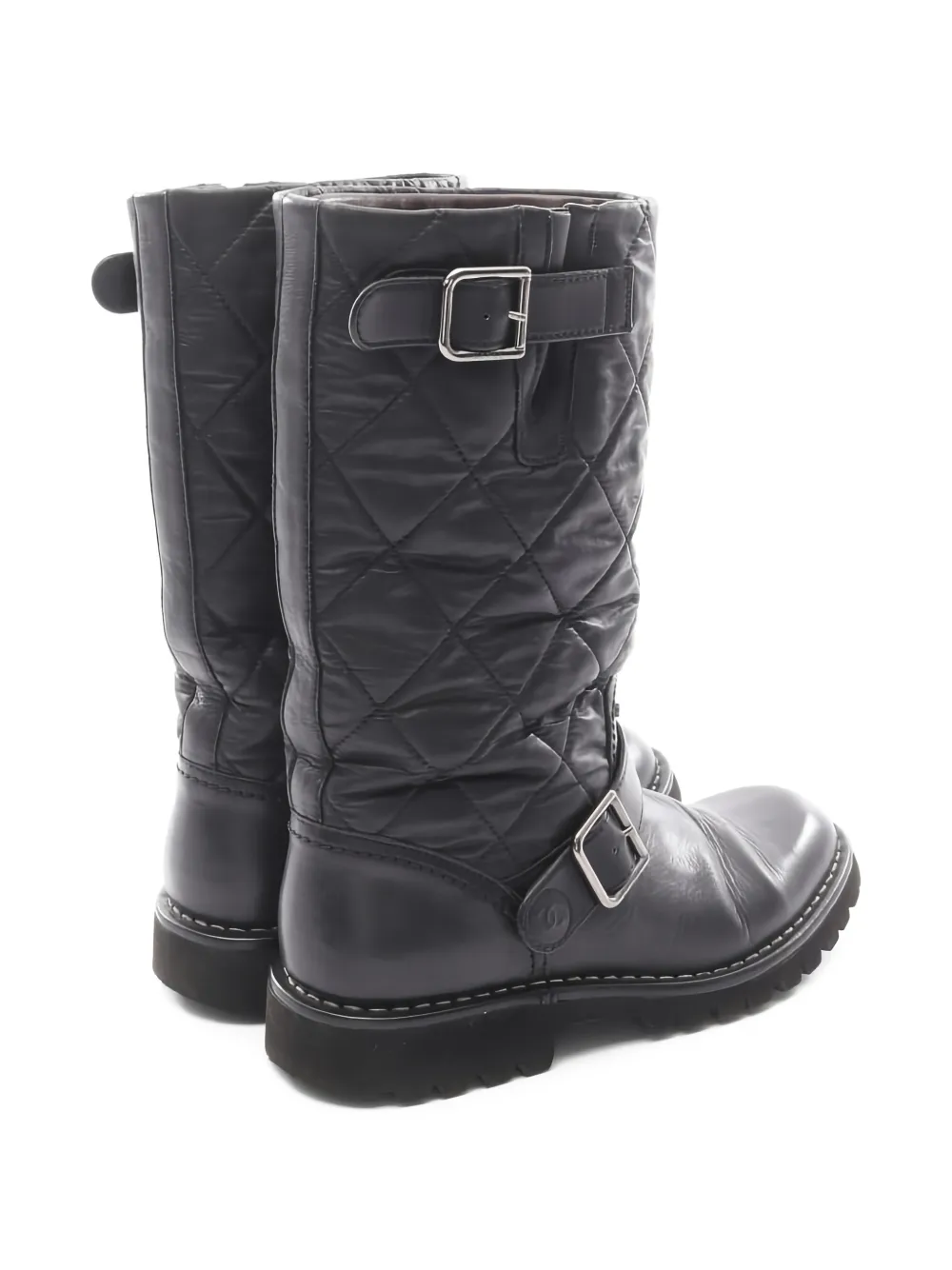 CHANEL Pre-Owned 1986-1988 quilted leather boots - Zwart