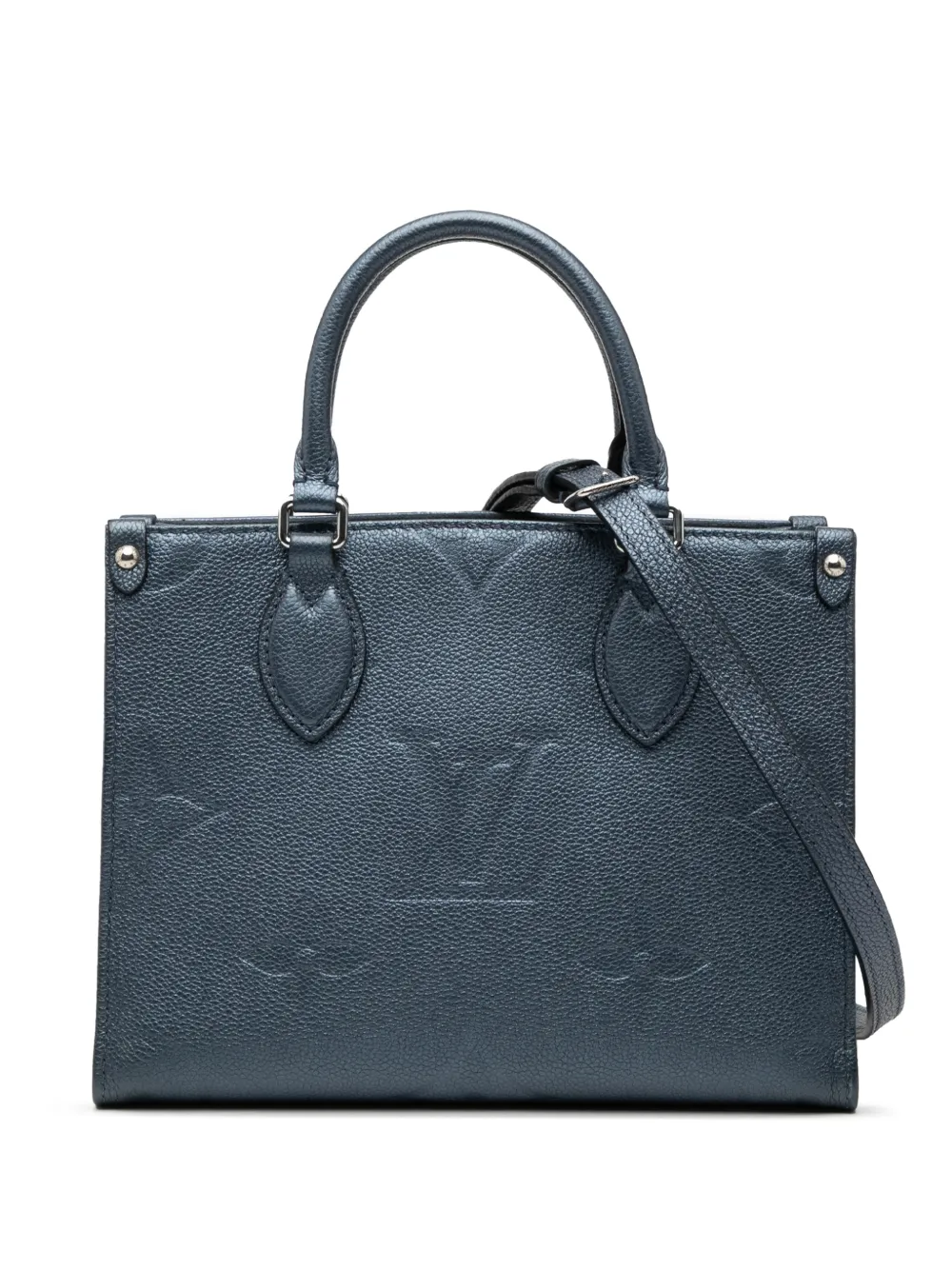 Louis Vuitton Pre-Owned Borsa a tracolla Metallic Monogram Giant Onthego PM in pelle Empreinte 2021-2025 - Blu