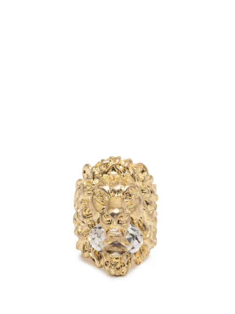 Gucci Pre-Owned 2000-2025 Gold Plated Lion Head Ring 19 costume ring