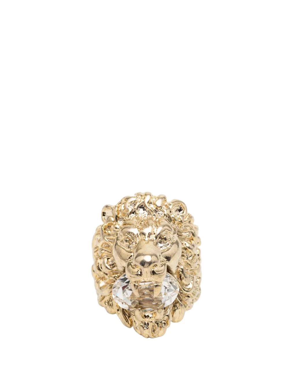 Gucci Pre-Owned 20th Century Gold Plated Crystal Lion Head Ring costume ring