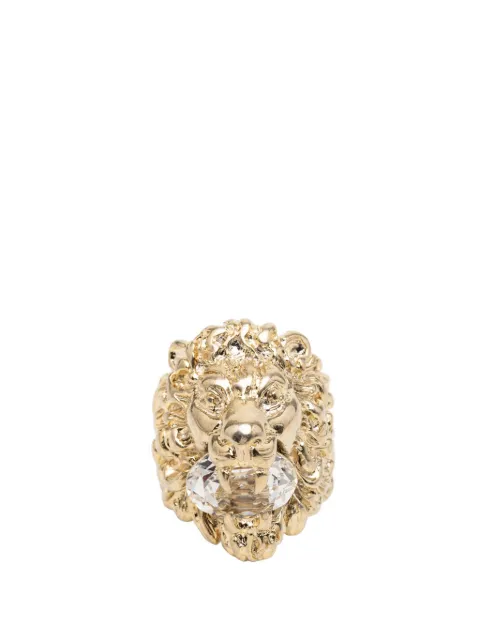 Gucci Pre-Owned 20th Century Gold Plated Crystal Lion Head Ring costume ring