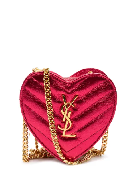 Saint Laurent Pre-Owned 2016 Mini Metallic Leather Chevron Monogram Love Heart Chain Bag crossbody bag