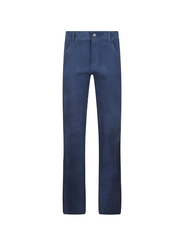 Stouls Paulonia Suede Flared Trousers in Blue