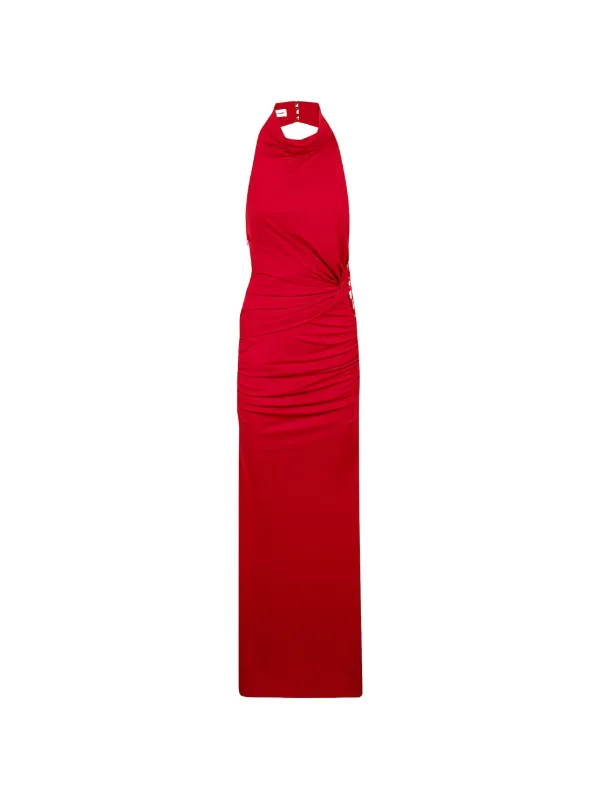 THE ANDAMANE Ruched halter-neck Maxi Dress | Red | FARFETCH THE ANDAMANE Ruched halter-neck Maxi Dress | Red | FARFETCH