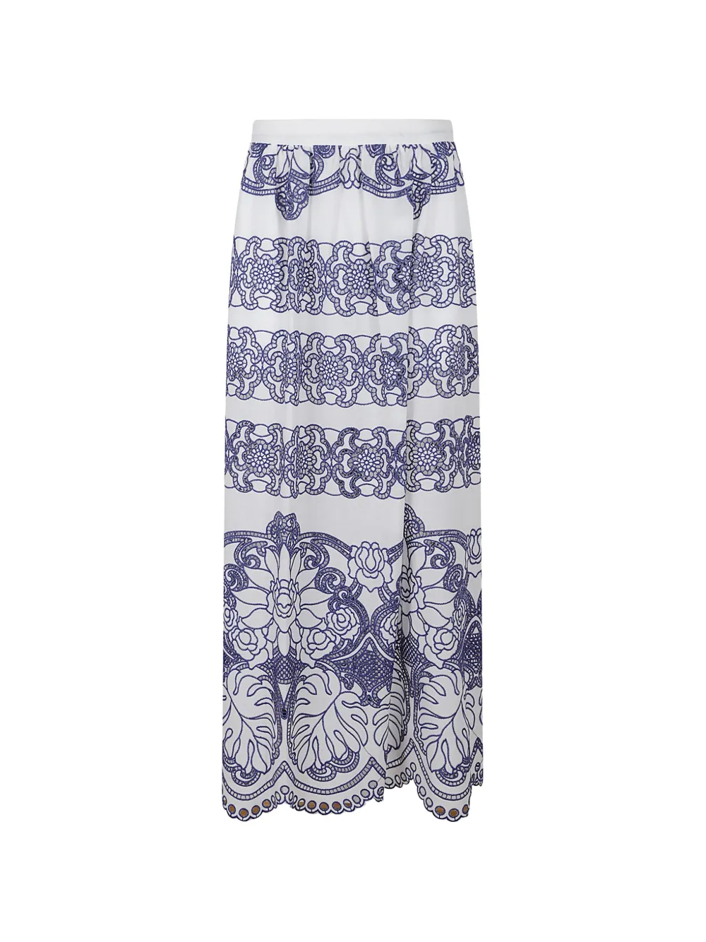 Borgo De Nor Belan embroidered lace-trim maxi skirt - Bianco