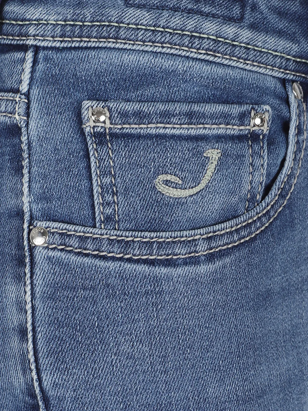  Jacob Cohën Vaqueros Con Logo Bordado - Azul 