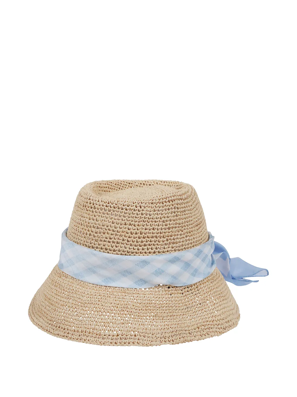 Ermanno Scervino gingham-trim woven bucket hat - Toni neutri
