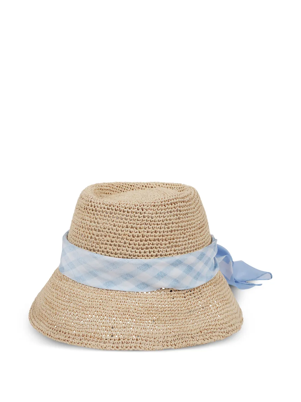 Ermanno Scervino gingham-trim woven bucket hat - Toni neutri
