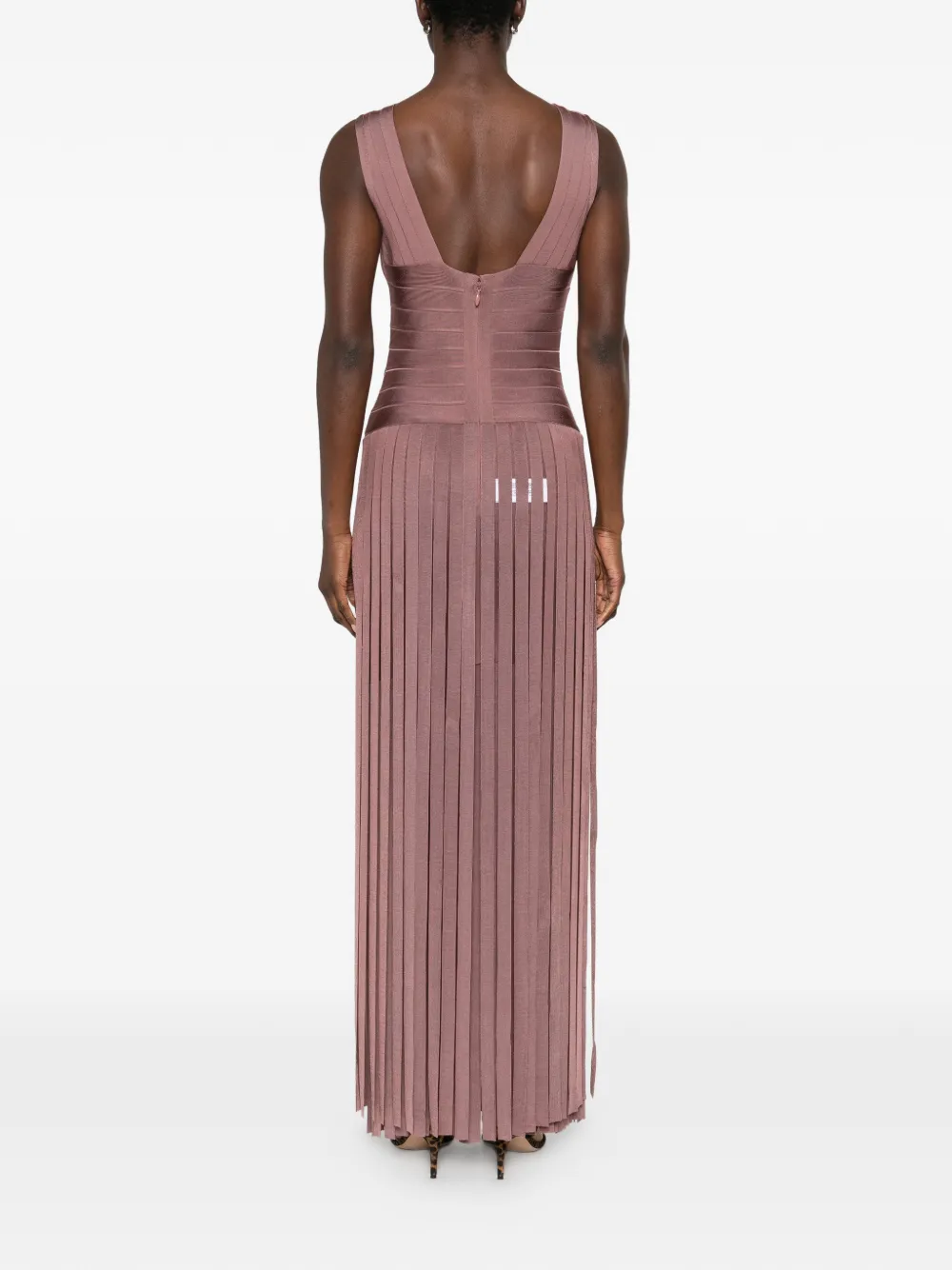 Herve Leger Jurk met V-hals Roze