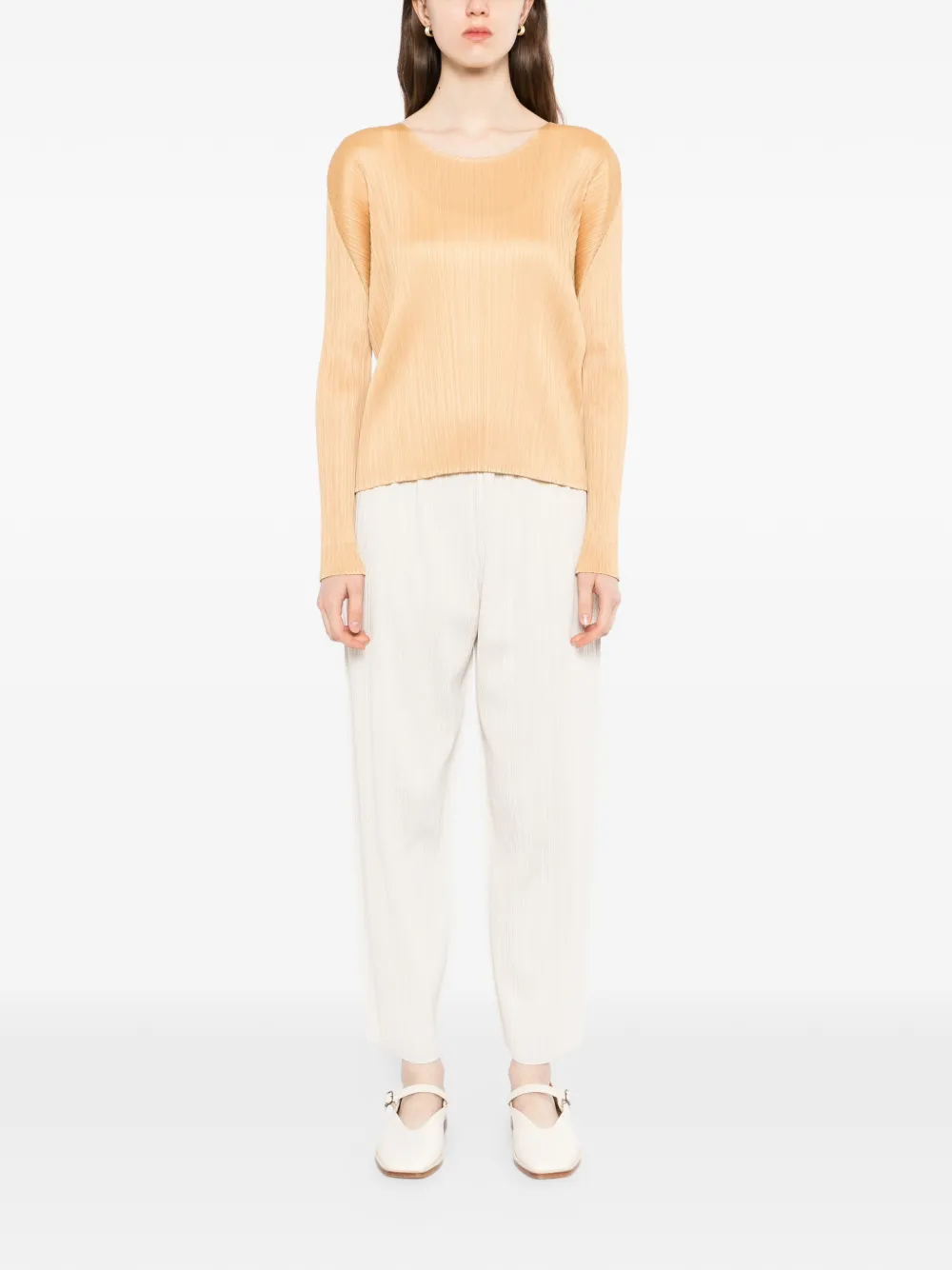 Pleats Please Issey Miyake A-Poc Shell broek Beige