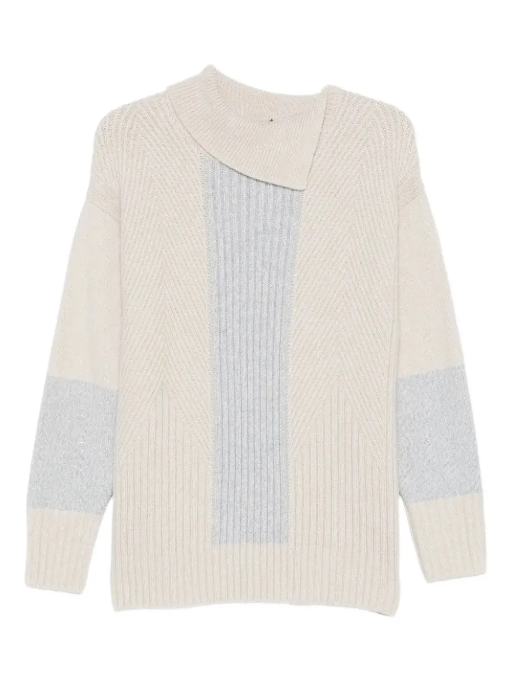 Lorena Antoniazzi Pattern Collared Sweater In Neutral