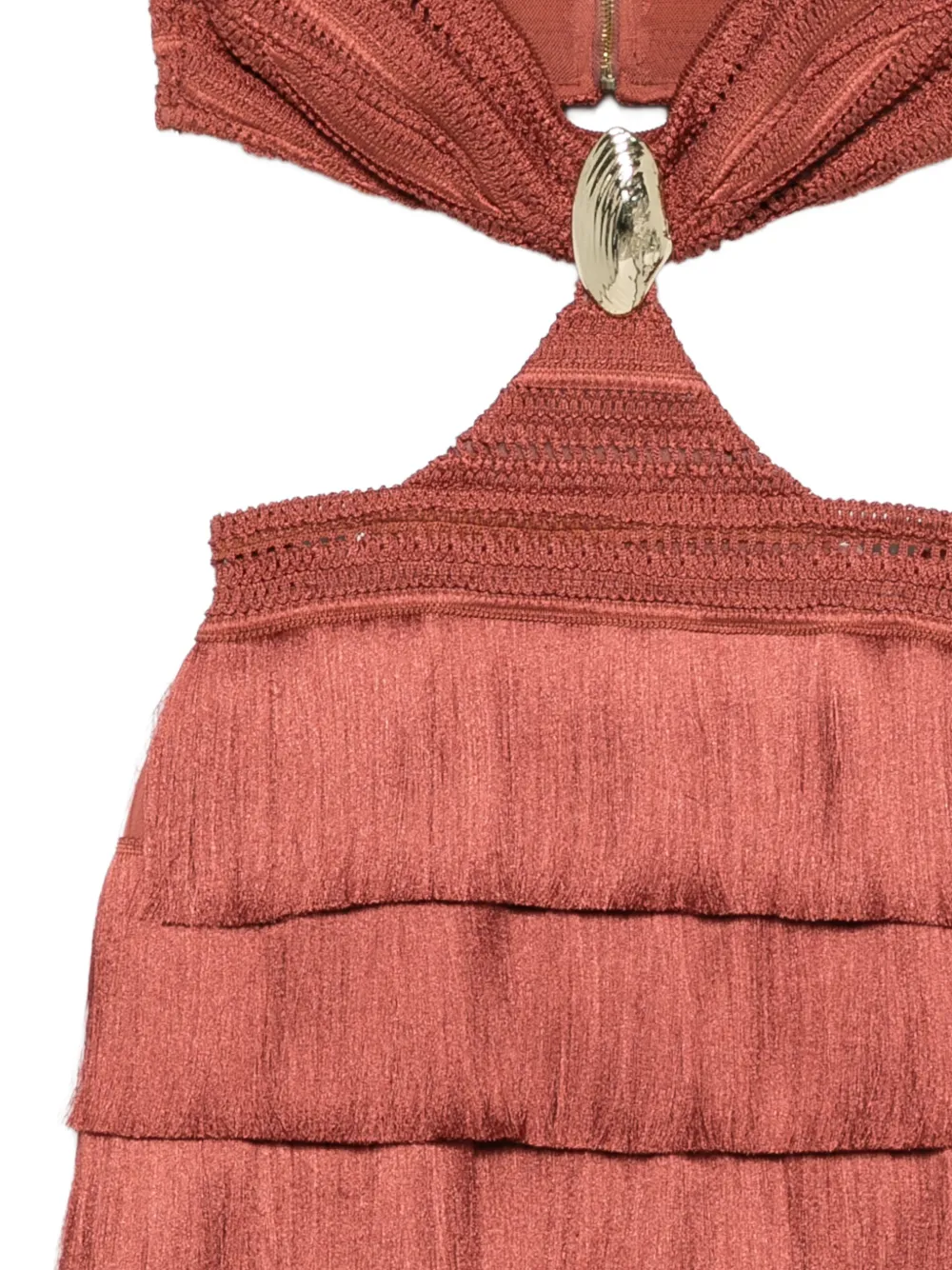  Patbo Cut-out Fringed Mini Dress - Brown 