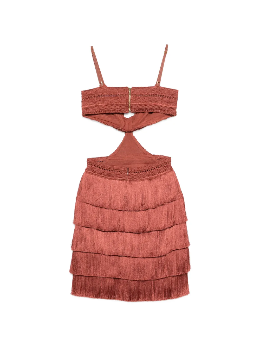 PatBO cut-out fringed mini dress - Bruin