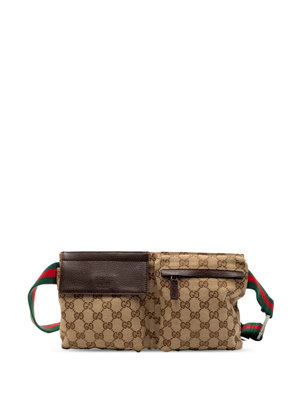 Gucci Pre-Owned 2000-2015 GG Canvas Web Double Pocket belt bag - Marrone