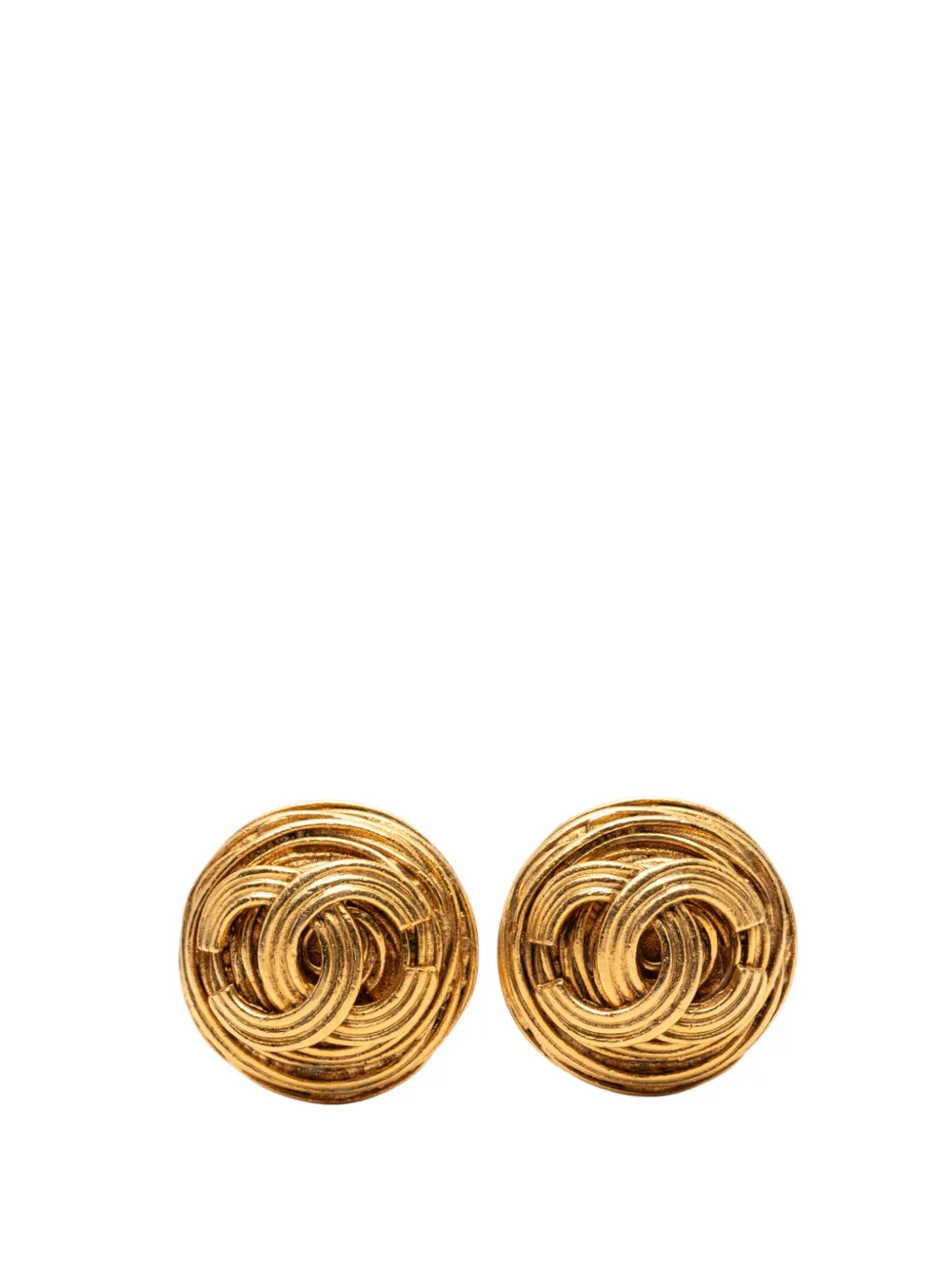 CHANEL Pre-Owned 1994 CC Gold Plated Round Clip On Earrings costume earrings - Oro