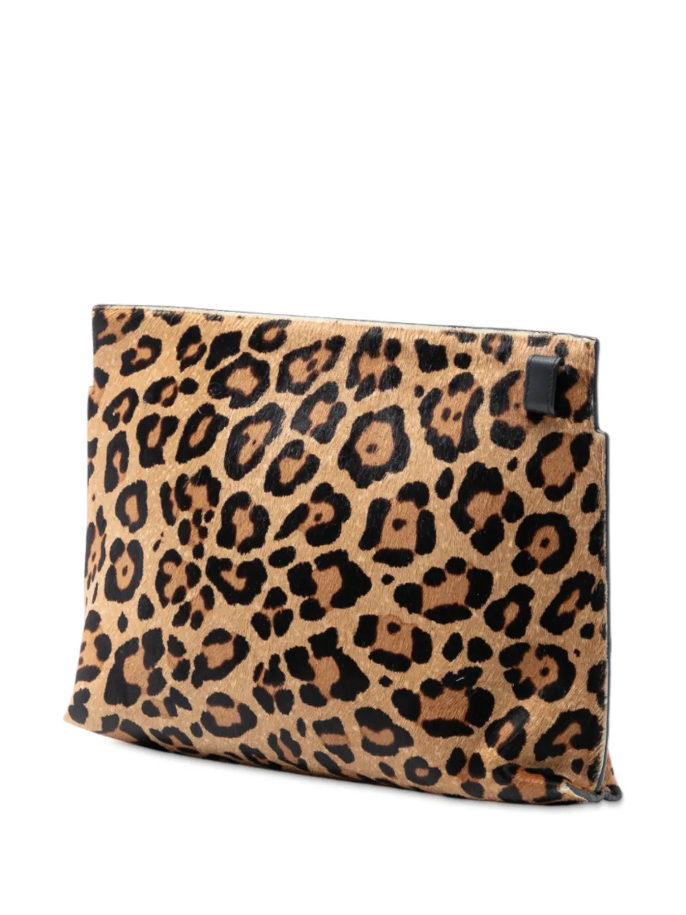 Loewe Pre-Owned 2016 Leopard Print Pony Hair T Pouch clutch bag - Braun