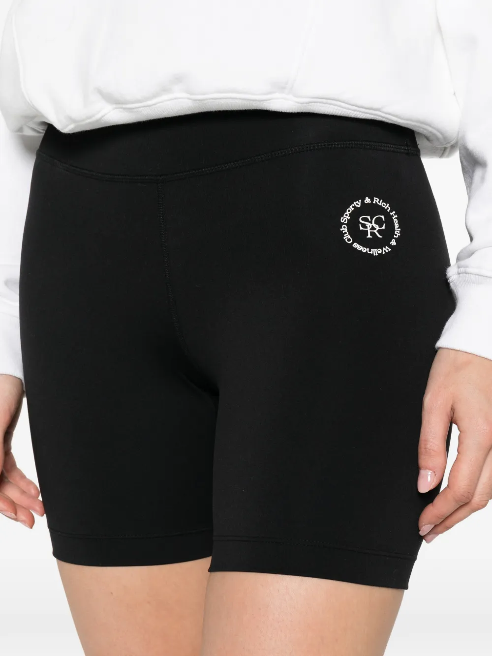 Sporty And Rich Srhwc High-waisted Logo Shorts In Black